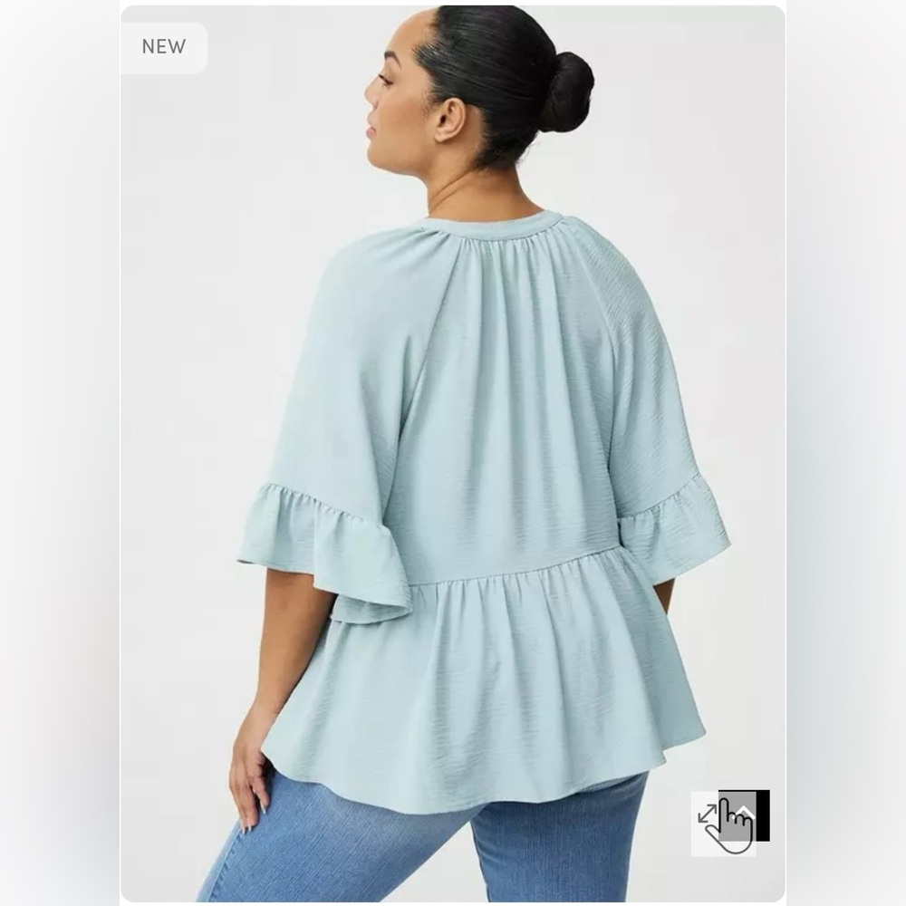Torrid Raglan Ruffle Peplum Top - Picture 3 of 10